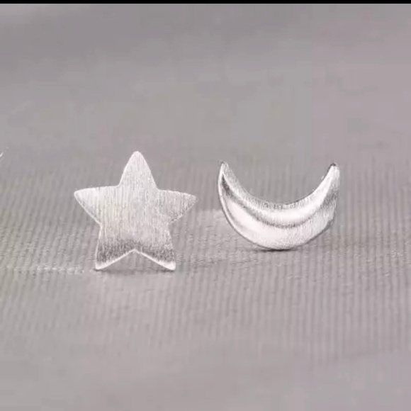 Jewelry - Sterling Silver 925 Stud Star Moon Stud Earrings